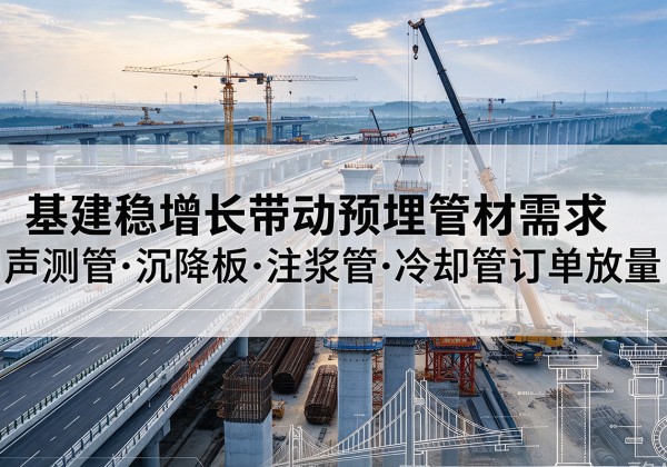 蓝田基建稳增长带动预埋监测管材需求，声测管、沉降板、注浆管订单持续放量